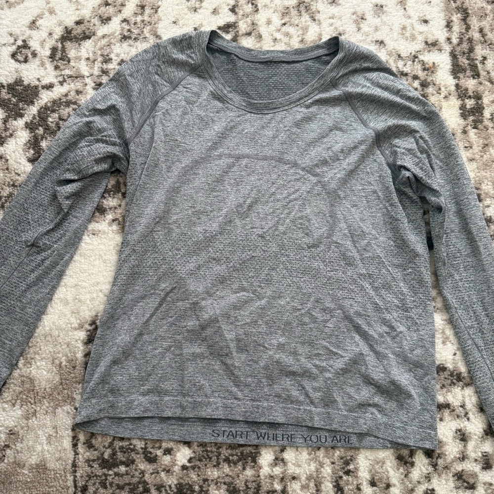 Lululemon Swiftly Race Length Gray Long Sleeve Shirt